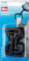 Набор карабинов для сумок 417940 Prym (2 карабина и 2 полукольца, пластиковые черные) 30 мм
