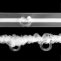 Лента шторная с пластиковыми кольцами прозрачная MirTex 3967 (2021) (корд-1 шнур стяжка) 1,5 см