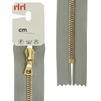 Молния металл Riri, gold, неразъёмная, на атласной тесьме, 6 мм, 18 см, цвет 9112, голубовато-серый 3653226/18/9112