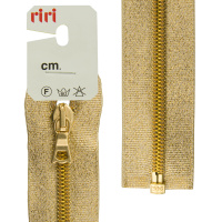 Молния спираль Riri, на люрексной ленте, разъёмная 1 замок, 6 мм, 55 см, цвет золотистый 2517945/55/87003