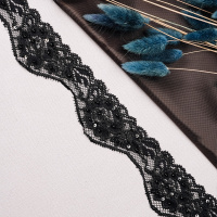 Тесьма с бисером и пайетками 0303B черный