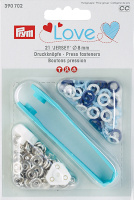 Кнопки "Love Jersey" Prym 390702 кольцо 8 мм, синие, голубые, белые (21 шт)