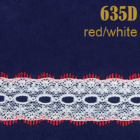 Кружево капроновое 635D красный/белый, 2.7 см