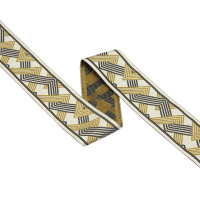 Текстильный бордюр CH4013-3 Mirtex золото/темно-коричневый "Moire" Коллекция №3, ширина 3,7 см