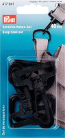 Набор карабинов для сумок 417941 Prym (2 карабина и 2 полукольца, пластиковые черные) 40 мм