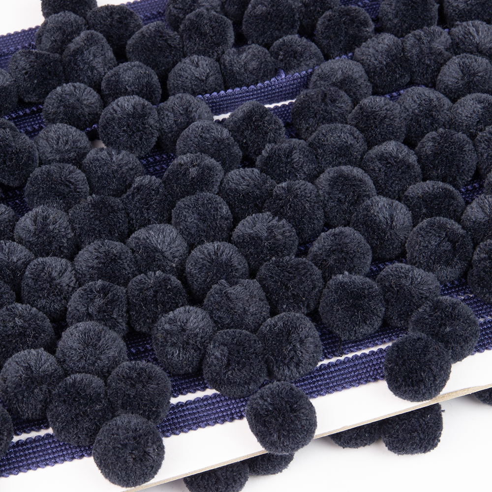 Бахрома с помпонами, из коллекции "Pompon" YMQ-6 темно-синий (L4см/D2,5см/между шариками 6,5см)