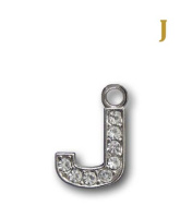 Буква плоская со стразами металлическая J