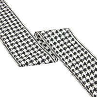 Текстильный бордюр QNG9001-3 Mirtex черный/белый "Гусиная лапка" Коллекция №3, ширина 9 см