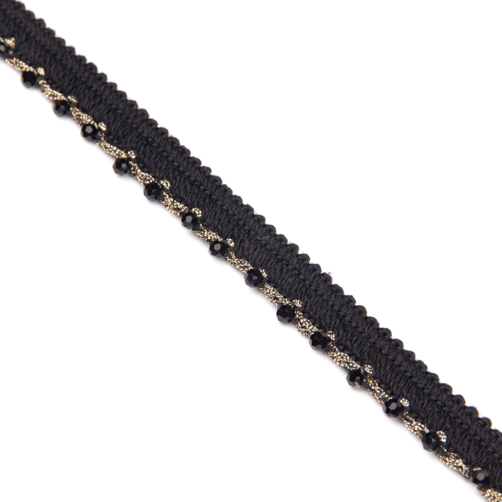 Кант с люрексом и бусами 1108 золото/черный