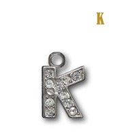 Буква плоская со стразами металлическая K
