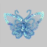 Аппликация клеевая из бисера и пайеток Бабочка средняя 44-D043 голубой
