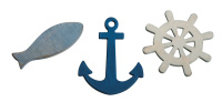 Набор декоративных элементов "рыбки Rayher, якоря и штурвалы" 56912000 (1 блистер х 9 шт)