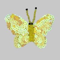 Аппликация клеевая из бисера и пайеток Бабочка двойная 43-D043 желтый