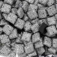 Стразы "зернистые" пришивные Квадрат 12*12 мм пластик темный никель
