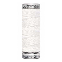 Нитки вышивальные из вискозы Gutermann Rayon №40 200м Цвет 1001 (белые)