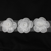 Тесьма объемная B005-2 белый шир: сетка-3,5см, цветок-7см