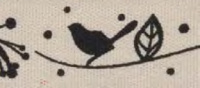 Лента хлопковая на картонной мини-катушке "птички на ветке" Hemline VR15.067 (5 м)
