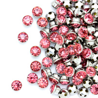 Круглые пришивные стразы в металлической оправе