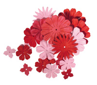 Набор декоративных цветов с отверстием под брадс из бумаги Rayher 7895618 (24 листа)