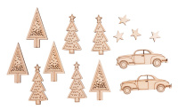 Набор декоративных элементов "автомобили Rayher, елки, звезды..." 46310000 (16 шт)