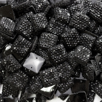 Стразы "зернистые" пришивные Квадрат 12*12 мм пластик черный