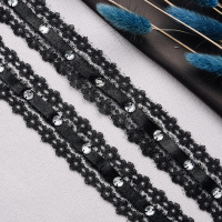 Тесьма кружево со стразами 62A-2-UG1286 черный