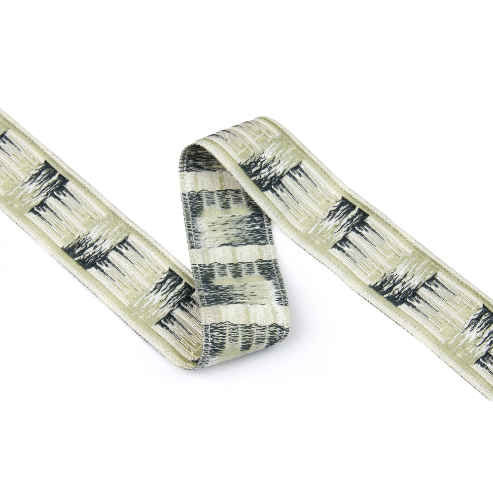 Текстильный бордюр YGH264B-5 Mirtex фисташково/серый "Малевич", ширина 3 см