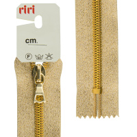 Молния спираль Riri, на люрексной ленте, неразъёмная, 6 мм, 18 см, цвет золотистый 2517948/18/87003