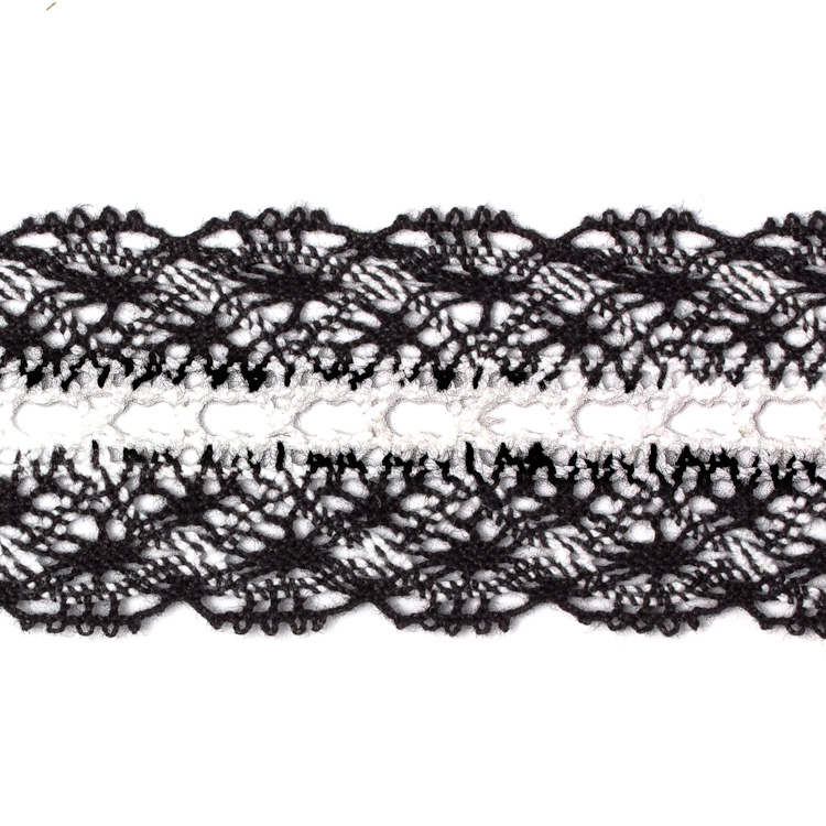 Кружево вязаное AJL8099B черный/белый, 4 см
