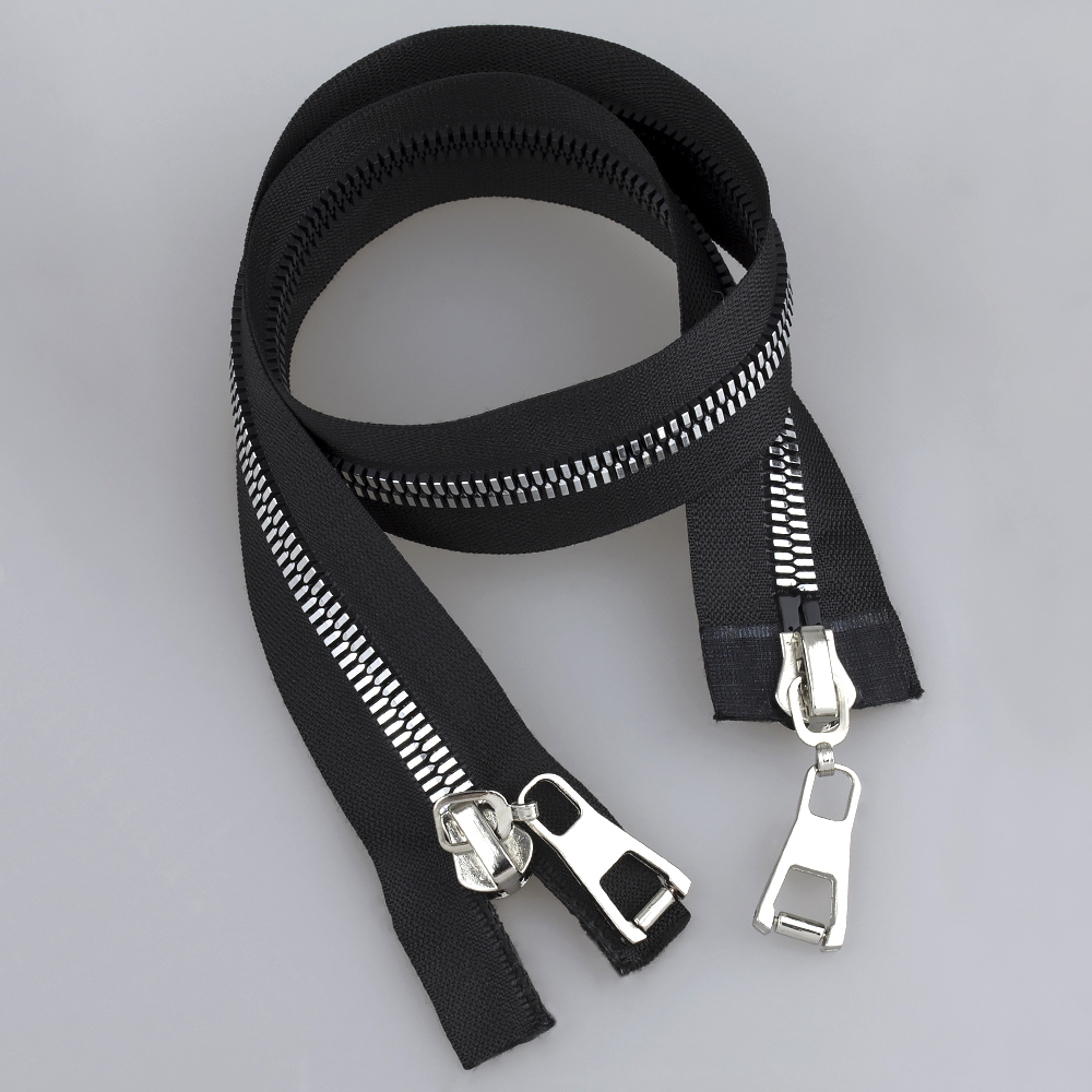 Молния пластиковая разъемная "кукуруза" (2-замка) 80 см Т8 никель/черный