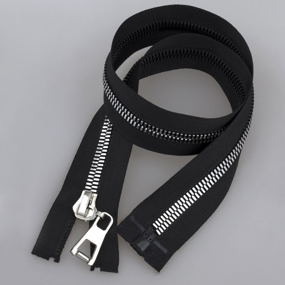 Молния пластиковая разъемная "кукуруза" 1 замок 60 см Т8 никель/черный