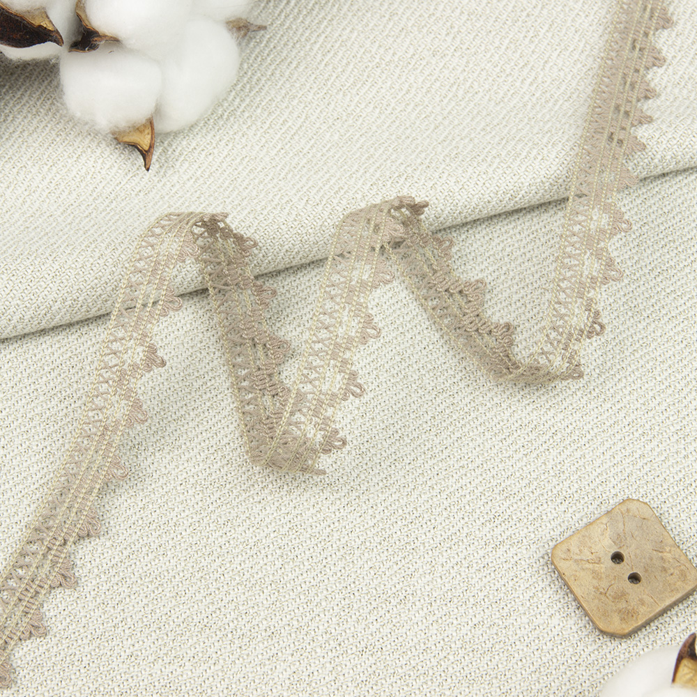 Кружево вязаное 6310 льняной (шир. 17 мм, 63% хлопок, 37% ПЭ)