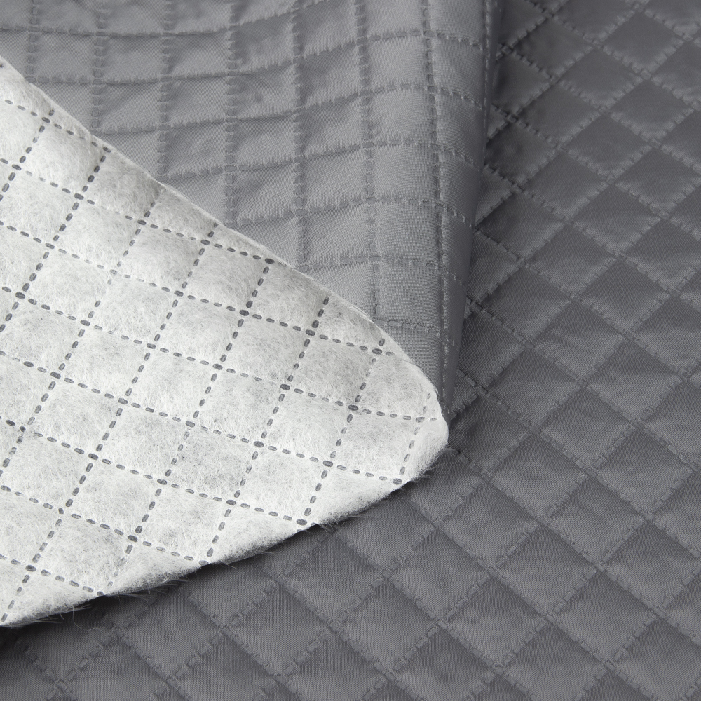 Термостежка 374 Тёмно-серый 4 "Ромб 1,7х1,7 см" (синтепон 100г, подкл. 100% пэ 190Т) 150 см