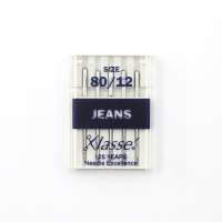 Иглы для швейных машин Hemline, для джинсовых тканей, 80/12 103.80/G002 (5 блистер х 5 шт)