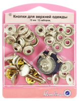 Кнопки для верхней одежды 15 мм с инструментом для установки Hemline 405S.N никель (1 набор)