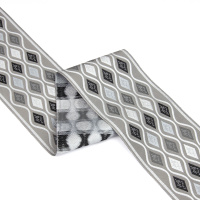 Текстильный бордюр YGH256-2 Mirtex серый/стальной "Echo 1", ширина 9 см