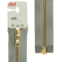 Молния металл Riri, gold, разъёмная 1 замок, на атласной тесьме, 6 мм, 60 см, цвет 9112, голубовато-серый 3503219/60/9112