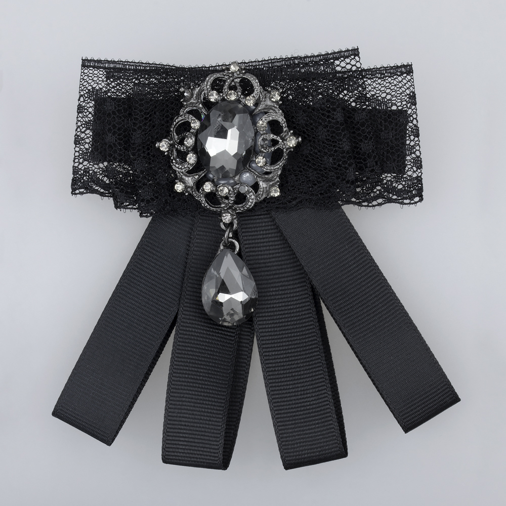 Бант Брошка на булавке B057-1 черный