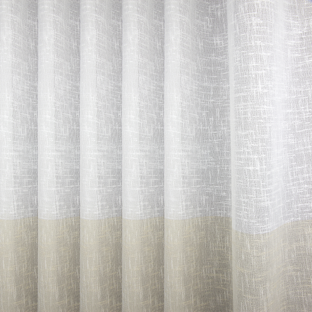 Ткань для штор тюль с утяжелителем 2110-Т V7 белый/бежевый "под лён"  280 см