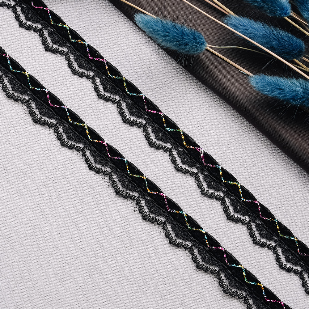 Тесьма с бархатом 48A-UG1286 черный