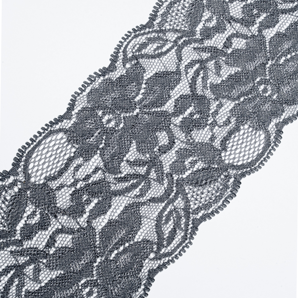 Кружево эластичное 5809 серый, 8 см.