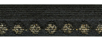Резинка окантовочная с декором, 20 мм, цвет черный с золотистым люрексом
