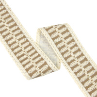 Бордюры с вышивкой A501 Mirtex Premium темно-бежевый/молочный/корд/репс "Elle" (5,8 см)