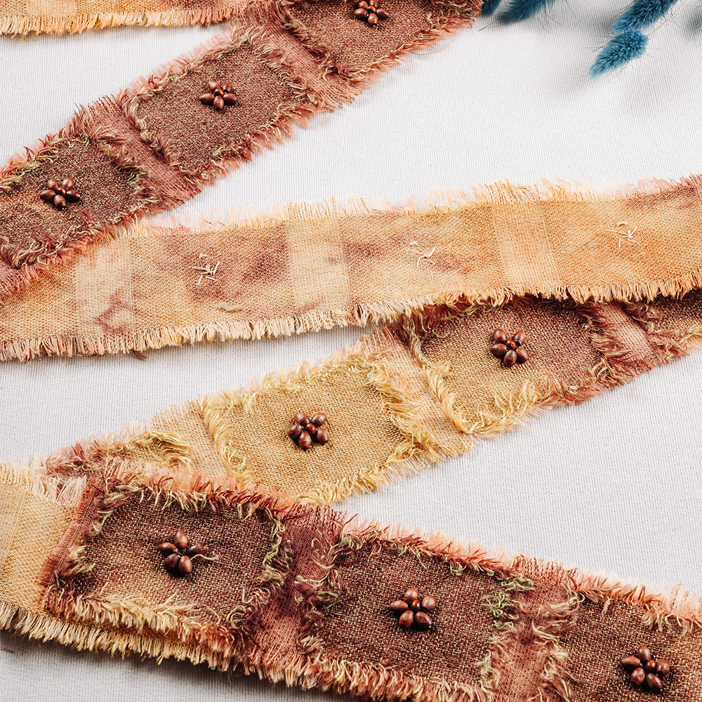 Тесьма декоративная с бусами Premium 365RS бежевый/коричневый