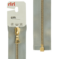 Молния металл Riri, gold, разъёмная 1 замок, на атласной тесьме, 4 мм, 60 см, цвет 9112, голубовато-серый 3000083/60/9112