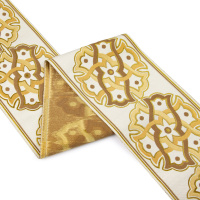 Текстильный бордюр YGH183-2 золото/коричневый "Diva", ширина 10 см
