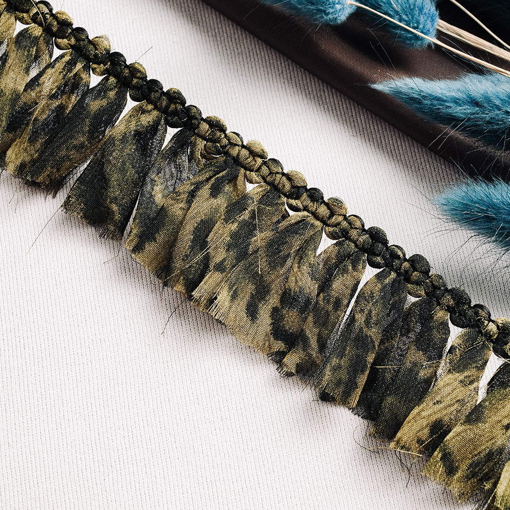 Тесьма-оборка CF01-38 зеленый/черный