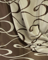 Ткань для штор блэкаут-димаут софт 2-х сторонний с рисунком WZGA3009-16 бежевый/темно-коричневый