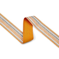 Текстильный бордюр YGH187C-3 Mirtex оранжевый/серый "Line", ширина 3 см