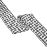 Текстильный бордюр QNG8001-1 Mirtex темно-серый/белый "Гусиные лапки" Коллекция №3, ширина 7,2 см